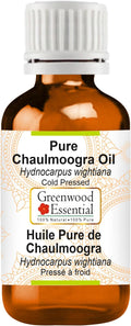 Greenwood Essential Chaulmoogra Oil (Hydnocarpus wightiana) | Cold Pressed | Natural | Undiluted | for Diluting Essential Oils | for Skin & Massage | Men & Women | 30ml (1 oz)