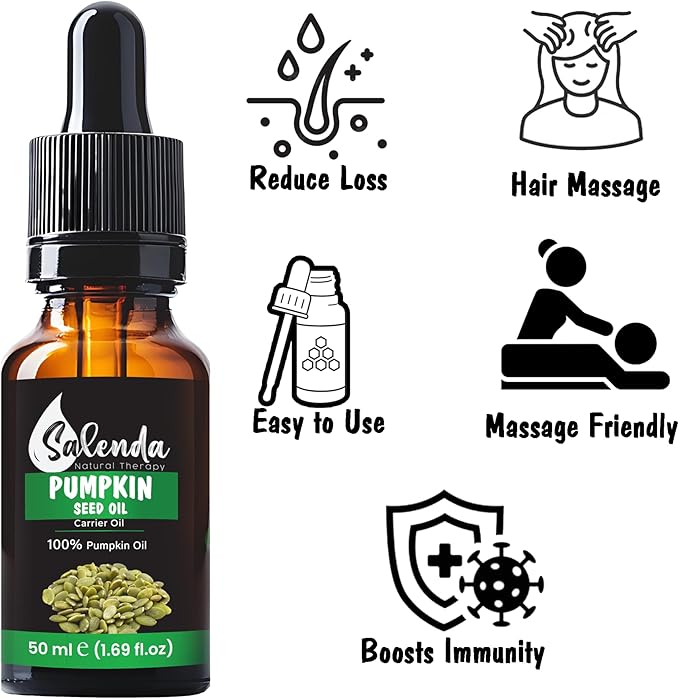 Pumpkin Seed Oil, Natural Pumpkin Seed Oil for Hair Growth, Cold Pressed Carrier Face Oils for Skin Care, Aceite de Semilla de Calabaza, 1.69 Fl Oz (50ml)