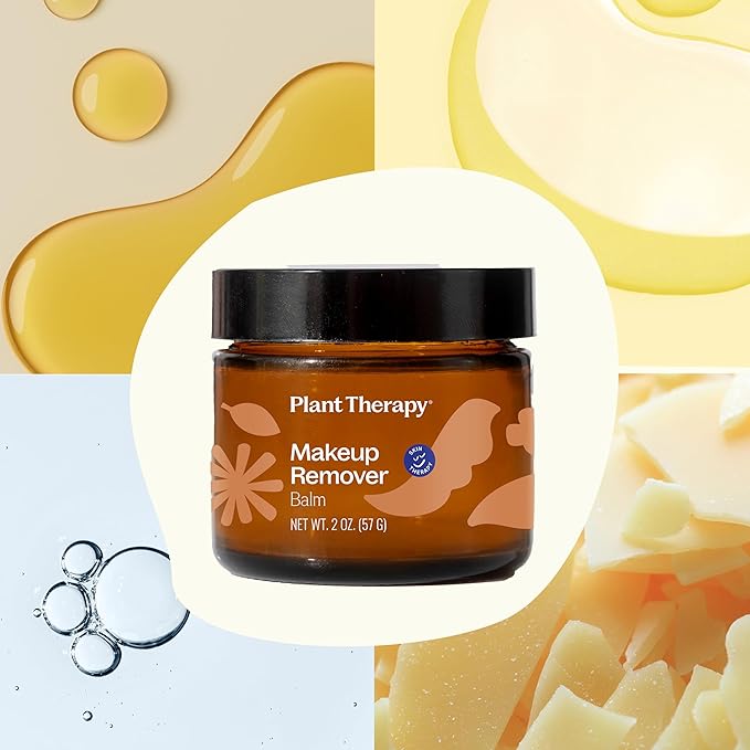 Plant Therapy Makeup Remover Balm 2 oz Gently Cleanses Away Makeup, Nourishes & Softens Skin as it Cleans, All-Natural & Vegan Ingredients