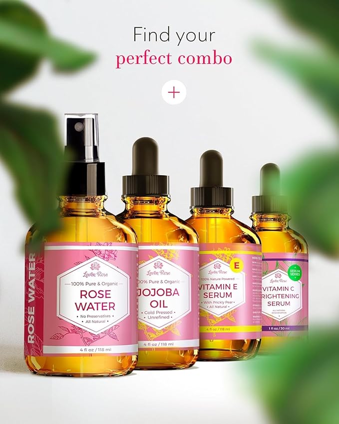 Rose Water Facial Toner by Leven Rose, Pure Natural Moroccan Rosewater Hydrosol Face Spray 4 oz