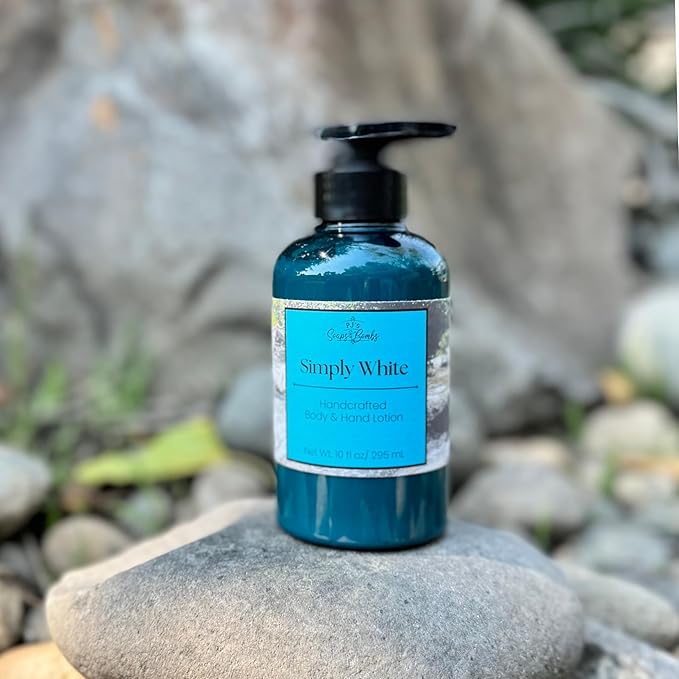 PJ's Simply White Handcrafted Luxury Body Lotion – Moisturizing, Non-Greasy Skincare with Natural Ingredients, Paraben-Free & Cruelty-Free, 10 oz