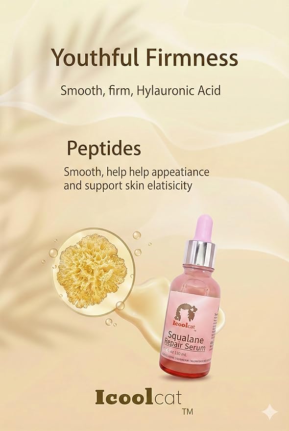Pure Squalane Face Oil Serum - 100% Plant-Derived Facial Moisturizer for Dry Sensitive Skin - Barrier Repair & Deep Hydration - 1.01 Fl Oz