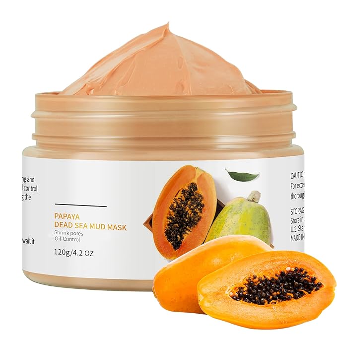 Clay Mud Face Mask for Women,Papaya Dead Sea Mud Facial Mask Skincare,Deeping Cleansing,Oil Control,Hydrating Face Cleaning Clay Masks for All Skin Types (4.2OZ)