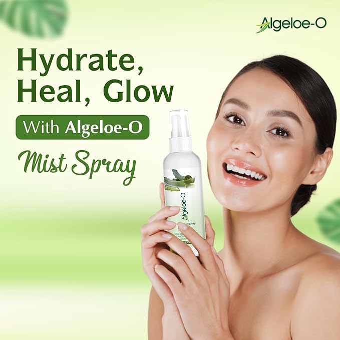ALGELOE-O Hydraenergizing, Super Hydrating Face Mist Spray with Aloe vera & Hyaluronic acid for Instant Skin Moisturization, Revitalizes & Refreshes Normal Oily Dry & Sensitive skin- 100 ml
