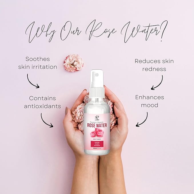 Organic Rose Water for Face (100ml) Refreshing Rose Water Spray for Hair Cleansing and Face Soothing| Pure Hydrating Face Toner Mist for All Skin Types (Pack of 1)