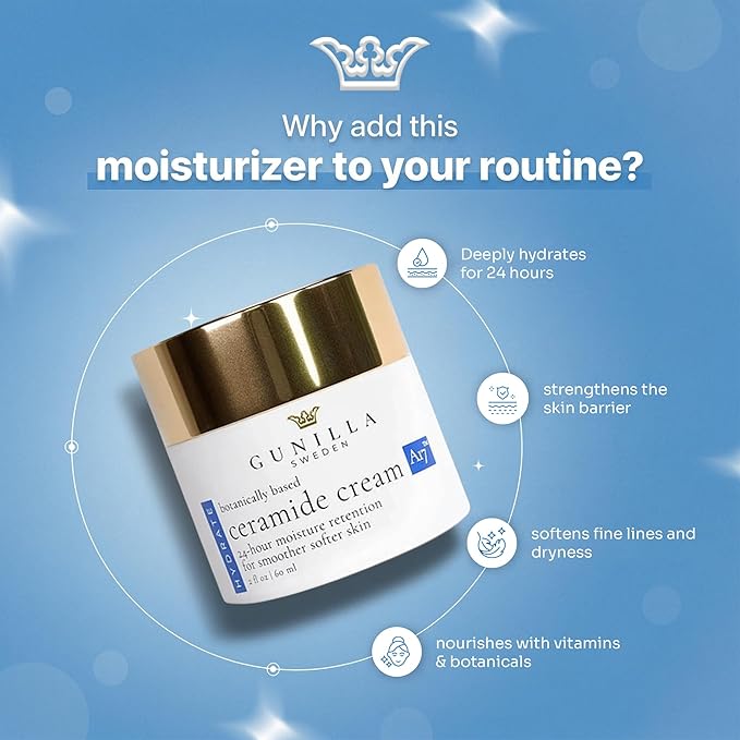 GUNILLA Ceramide Cream A17 – Spa-Grade Moisturizer with 17 Plant-Based Actives. For All Skin Types, Especially Dry or Sensitive. Fragrance-Free. Vegan. (2 oz)