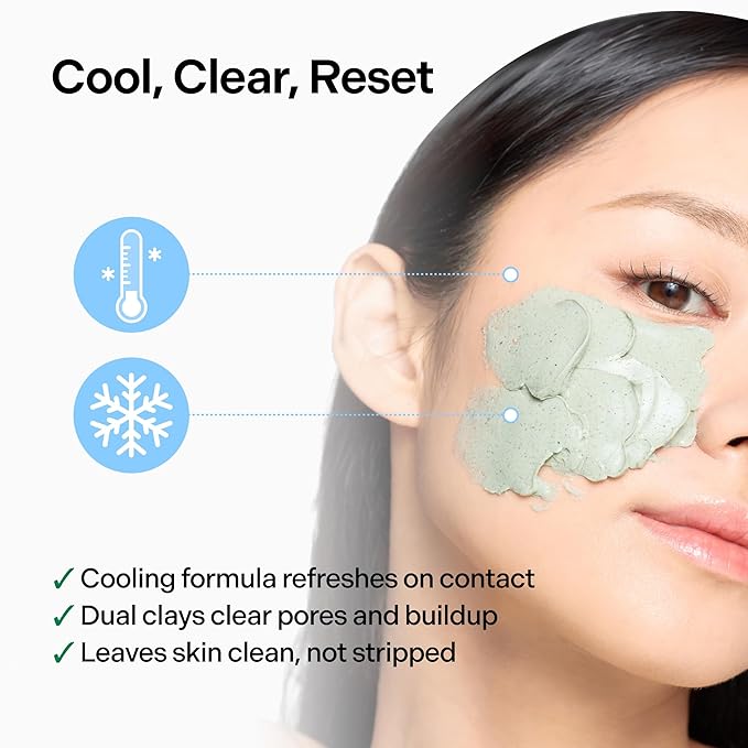 Seaweed Detox Wash Off Mask, Cooling Korean Clay Mask with Bentonite, Kaolin, Glycerin & Seaweed Extracts for Pore Minimizing, Deep Cleansing, Non-Drying Mud Mask, 200ml / 6.76 fl.oz.