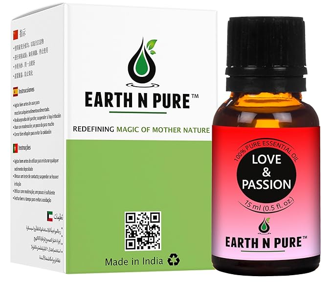 Earth N Pure Essential Oil Blend for Love & Passion | 15 ml | 100% Pure Therapeutic Grade Blend | for Romance, Positivity, Relaxation, Diffuser, Bath & Massage