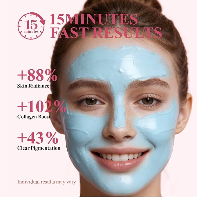 Deep Cleansing Blue Clay Face Mask, with Pearl Peptide & Radiance Mud, 5.3 oz Large Size – Hydrating Mud Mask with Brush, Zero Pore Blackhead Mud Facial Mask for All Skin Types