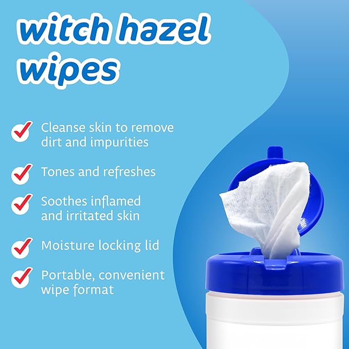 The Pharma-C Company - Witch Hazel Wipes [6 canisters] - Daily Toner & Astringent Cleansing Cloths for Face (Pack of 2)