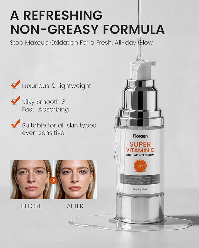 Super C Serum for Mature Skin – All-in-One Vitamin C Serum for Face with Retinol & Hyaluronic Acid for Women Over 60 & 70 – Anti-Aging Hydrating Serum for Dark Spots, Wrinkles & Fine Lines 2.0 fl. oz.
