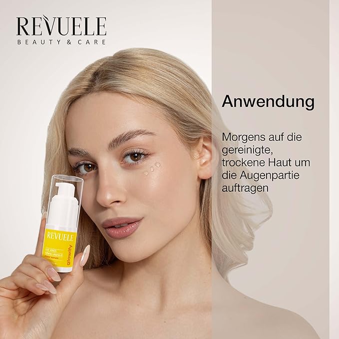 REVUELE A.M. Vibes Power Eye Serum, Hydrating & Energizing Eye Serum with Caffeine, Vitamin E, Niacinamide & Panthenol, 1 fl.oz – Vegan & Cruelty-Free