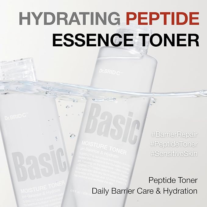 Dr.BRID C Moisture Hydrating Face Toner - Peptide Toner with Centella & Hyaluronic Acid, Helps Restore pH Balance & Refine Texture for Sensitive Skin, Alcohol-Free & Fragrance-Free, 6.76 fl.oz.