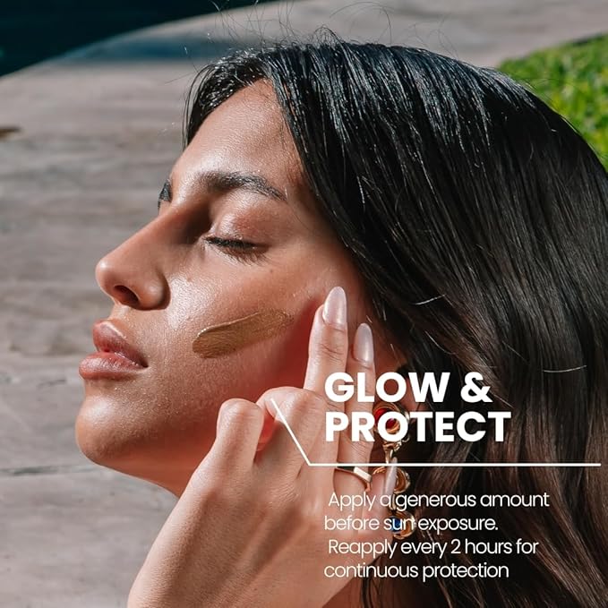 Sunscreen SPF 60 Dark Tone – Hyaluronic Acid & Green Tea – Tinted Face Sunscreen for Daily Use – Broad-Spectrum UVA/UVB & Blue-Light Protection – Hydrating Dry-Touch Vegan Formula