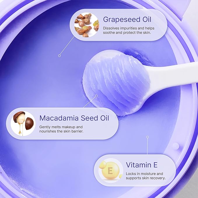 Kiero Comfort Cleansing Balm - Nourishing Melting Balm Facial Cleanser with Vitamin E, Grapeseed & Macadamia Oils - Vegan, Lightweight Skin Barrier Repair Face Wash for Dirt & Impurities (2.82 oz)
