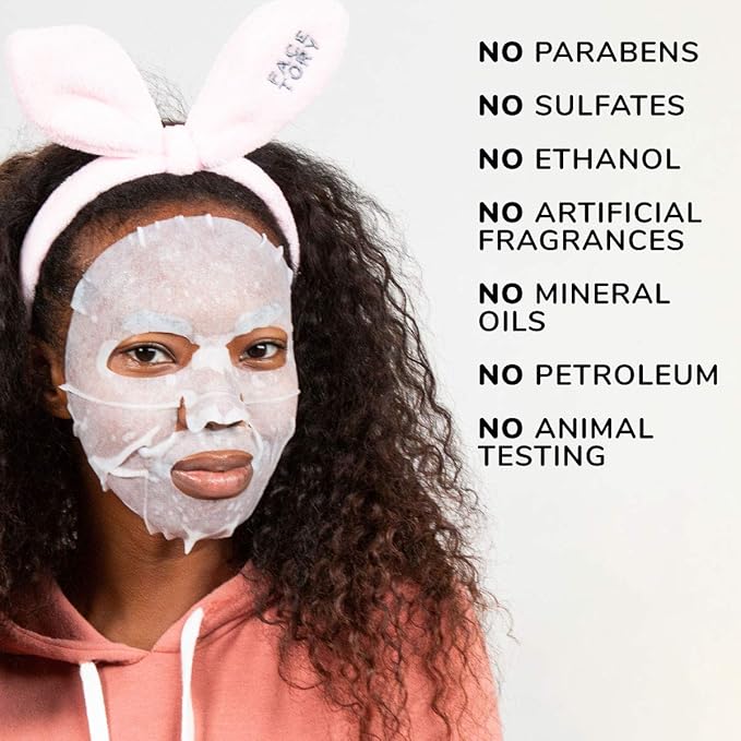 FACETORY K Beauty Face Mask Skin Care - Everyday RICE BRAN Soothing Sheet Mask | Plant-Based Rice Face Mask (10 Pack)