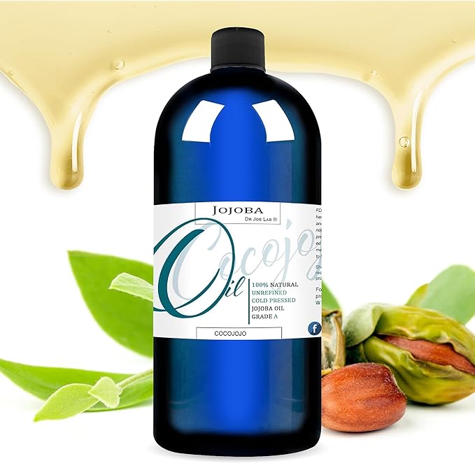 Dr Joe Lab Jojoba Oil 16 oz Pure Natural Cold Pressed Unrefined Extra Virgin - for Hair Skin Body Nail and Beard - Moisturizes, Soothes, Hydrates, & Nourishes