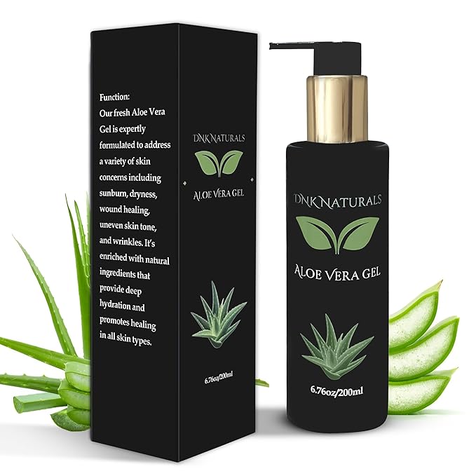 Aloe Vera Gel made with fresh 100% Pure Aloe - Sunburn Relief - Calms Irritated Skin - Hydrates - With Niacinamide - For Face, Body, and Hair - Vegan, No Fragrance - 200ml