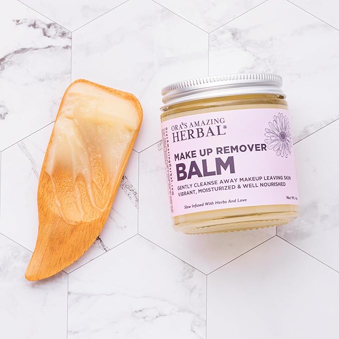 Ora's Amazing Herbal Travel Size Makeup Remover Balm, Mascara and Waterproof Makeup Removal, Calendula Cleansing Cream with Ceramide Support and Licorice, Plastic Free Fragrance Free Skincare, 1 oz