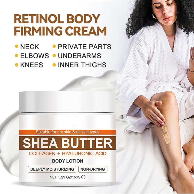Grospe Shea Body Butter for Dry, Extremely Dry, Sensitive Skin,Body Cream with Marine Collagen, Shea Butter & Argan Oil for Women & Men