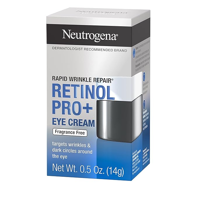 Neutrogena Rapid Wrinkle Repair Retinol Pro+ Anti-Wrinkle Eye Cream,Targeted Eye Cream for Wrinkles & Dark Circles,Formulated without Fragrance,Dyes,Phthalates,and Parabens,0.5 oz,(Pack of 2)