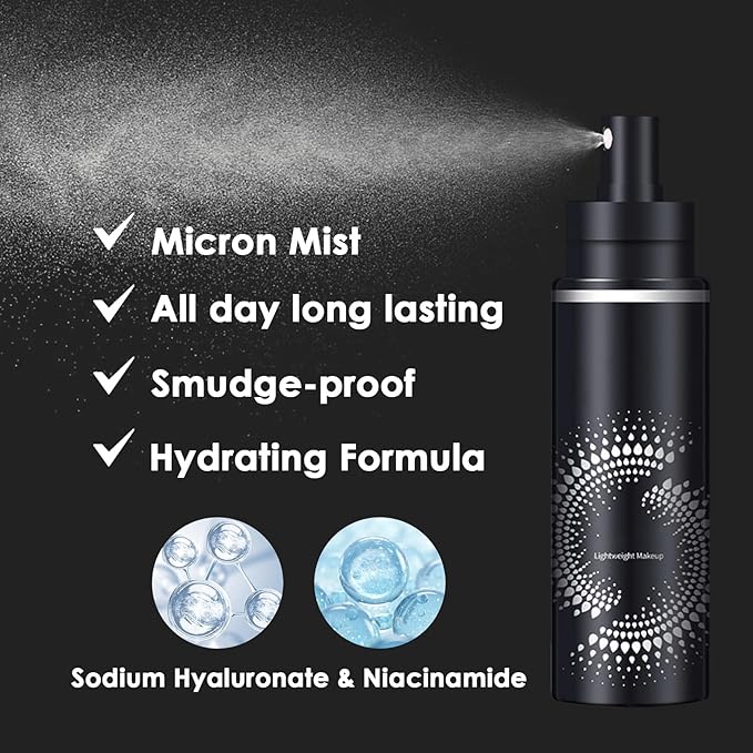 2PCS Makeup Setting Spray Set, Face, Weightless, Long Lasting, Waterproof, Fixing, Smudge-proof, Hydrating & Refreshing, All Skin Types