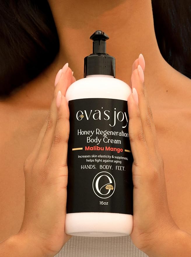 Eva's Joy Malibu Mango Regeneration Body Cream, Nourishing Moisturizer for Soft, Glowing Skin, Supports Skin's Natural Health, 16 oz