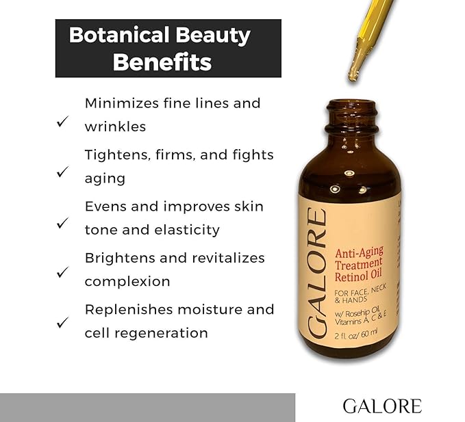 Rosehip Anti-Aging Face Oil Treatment - Anti-Wrinkle Serum, Natural Anti-Aging Oil rich in Vitamins E, A & C & Essential oils - Pure Rose Oil for Wrinkles, Age spots & Fine Lines - GALORE Naturals