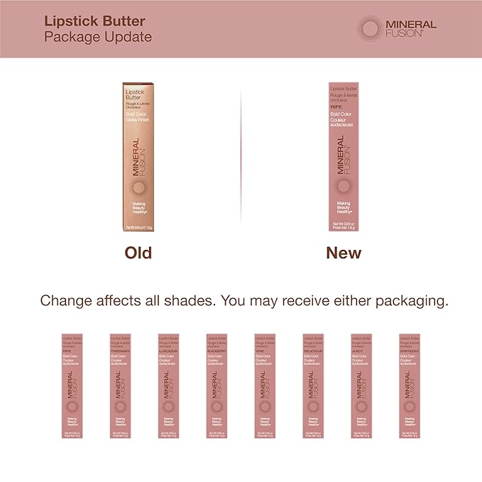 Mineral Fusion Lipstick Butter, Ripe, 0.06 Ounce (Pack of 3)