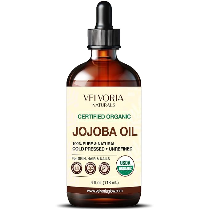 Organic Jojoba Oil - 100% Pure, Cold Pressed, Unrefined Non-GMO for Skin, Hair & Nails - 4oz