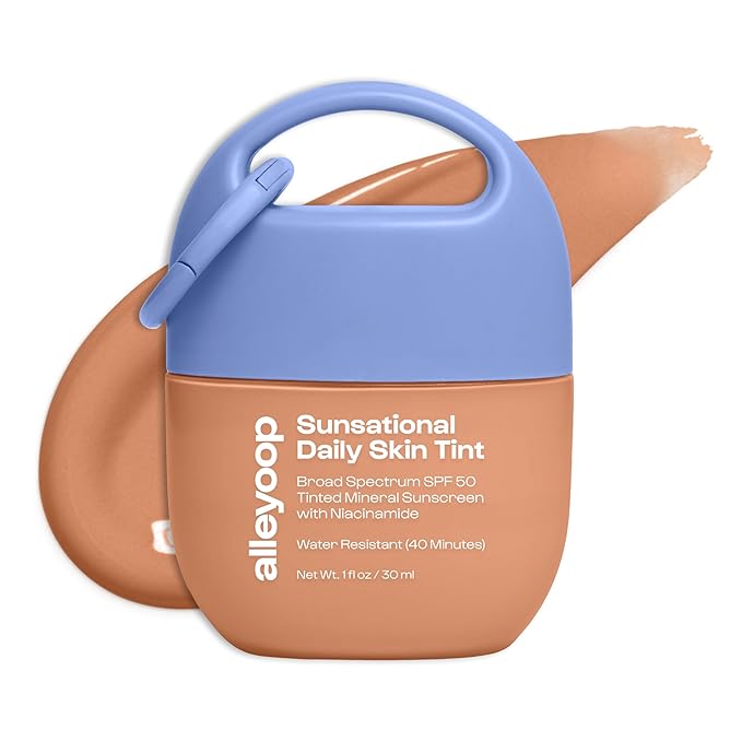Alleyoop Sunsational Tinted Moisturizer SPF 50 for Face Broad Spectrum – 100% Mineral Face Sunscreen with Jojoba, Hydrating & Soothing Tinted Sunscreen, Vegan & Cruelty-Free (Halo)
