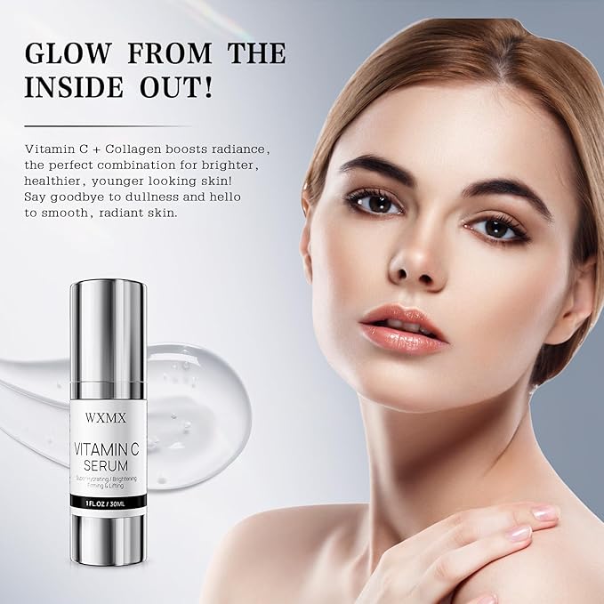 Super Vitamin C Serum for Face: All-in-One Hydrating Anti-Aging Formula by Vitamin C, Hyaluronic Acid, Caffeine-Firming, Lifting, Targets Dark Spots, Wrinkles, Vitamin C Face Serum (1.0 Fl Oz)
