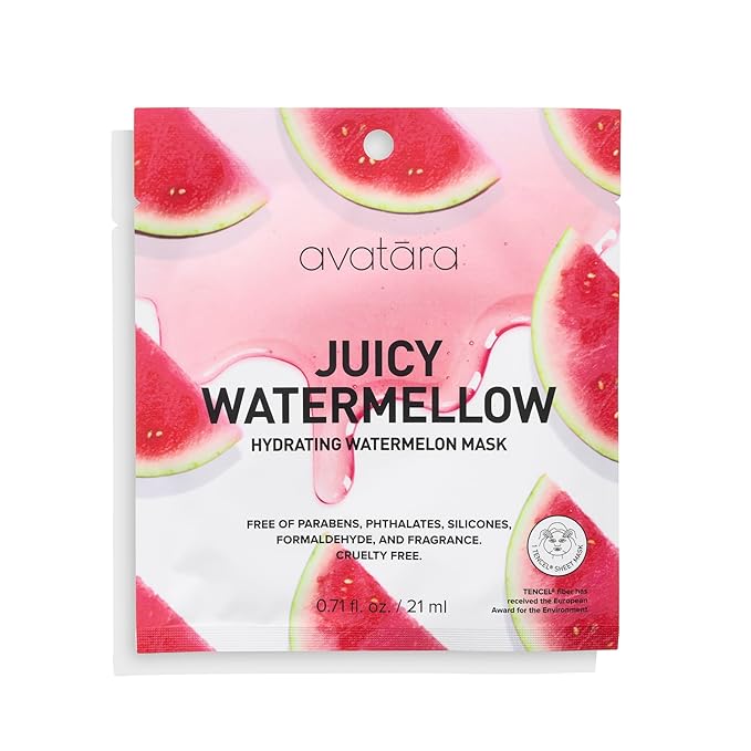 Avatara Juicy Watermellow Facial Mask 15 Sheets, Hydrating Mask, Sheet Masks, Watermelon Extract & Hyaluronic Acid, Face Mask Skincare Beauty Essential, Moisturize & Nourish Dry, Tired Skin, 15 Pack