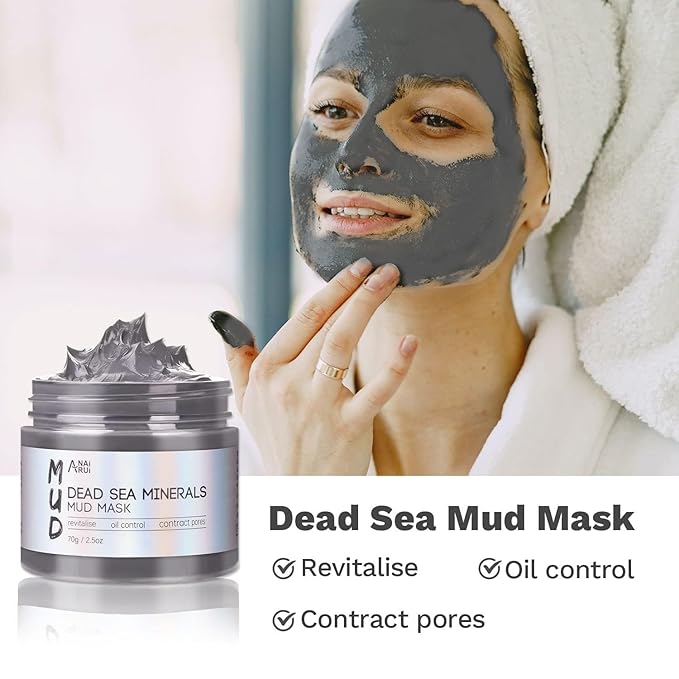 ANAI RUI 3 Pcs Face Mask Set - Turmeric Clay Mask - Green Tea Face Mask - Dead Sea Mud Mask for Oily Skin, Blackheads & Pores -Spa Gift Set Self Care for Women Teens 2.5 oz Each