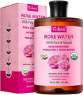 Yoken Organic Rose Water Toner for Face, 16 Fl Oz, 100% Pure & Natural Rosa Damascena Rose Hydrosol, USDA Certified Organic, Hydrating Rosewater for Skin & Hair, Alcohol Free, Vegan, No Dyes