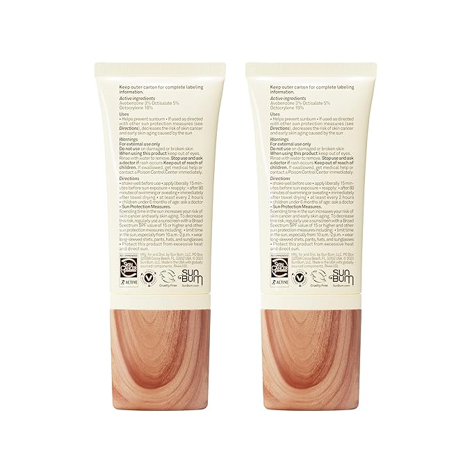 Sun Bum Daily SPF 30 Glow Sunscreen Face Lotion-Moisturizing Facial Sunscreen-Tinted-Dewy Finish-Hawaii 104 Act Compliant (Made without Octinoxate&Oxybenzone)-Travel Size-1.7 oz,(Pack of 2)