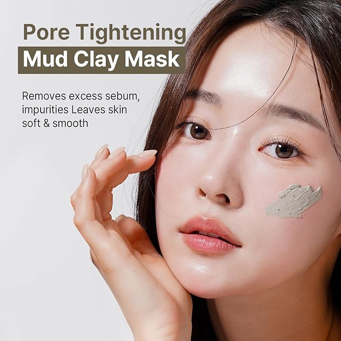 AVCA Pore Tightening Mud Clay Mask 200ml(6.76 fl. oz)– Oil Control Deep Cleansing with Kaolin & Bentonite, Minimizes The Look of Pores, Green Tea & Rice Powder