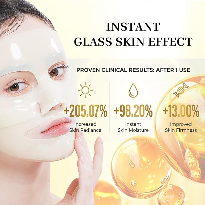 Re.SPN Vegan Cica PDRN Glass Glow Hydrogel Mask - [205% Glow Boost] 4EA, Glutathione & Sodium DNA for Repair, Hydrating & Plumping Korean Face Mask, Firming
