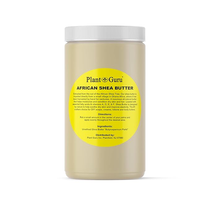 Plant Guru Raw African Shea Butter 32 oz. / 2 lbs. Jar Bulk 100% Pure Natural Unrefined IVORY - Ideal Moisturizer For Dry Skin, Body, Face And Hair Growth. Great For DIY Soap and Lip balm Making.