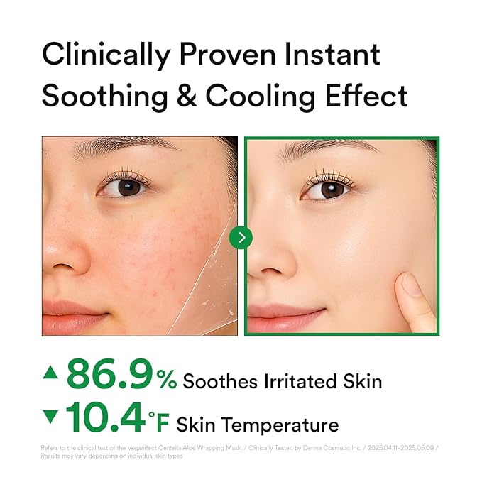 VEGANIFECT Aloe Cica Wrapping Peel Off Facial Mask with Jelly Brush, For Skin Refreshing, Instant Cooling, Soothing, Pore Tightening, Korean Skincare, 2.73 Fl Oz