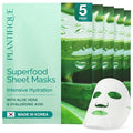 PLANTIFIQUE Korean Sheet Mask, 5 Pack - Hydrating & Nourishing Face Masks with Aloe Vera, Ceramide NP and Hyaluronic Acid - Mascarillas Faciales