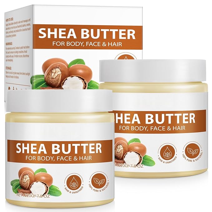 Shea Butter Raw Organic - 2 Pack, Natural Raw Unrefined Shea Butter Hand Cream, Moisturizing and Locking Water, Keeps Skin Healthy and Vibrant, 15.6 Oz