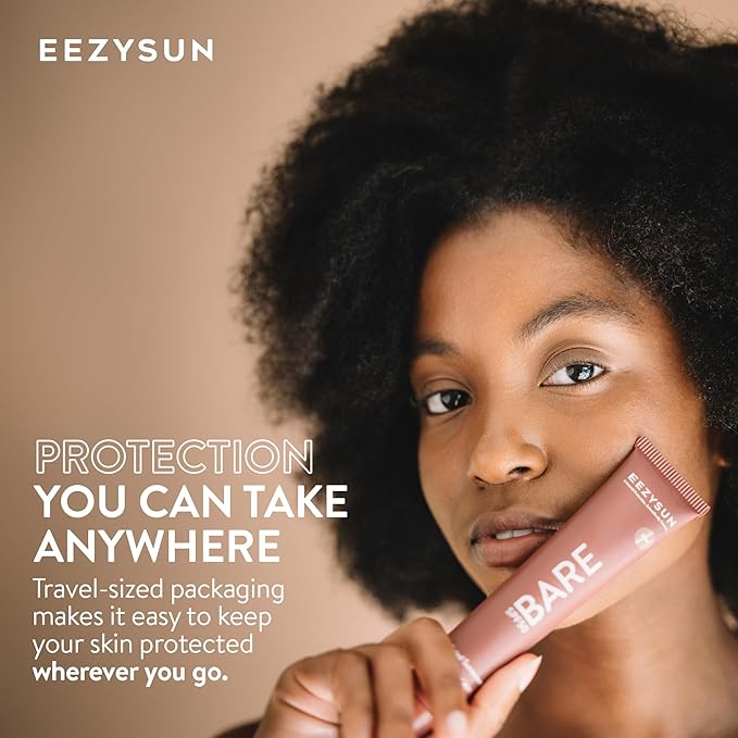 EEZYSUN BARE Tinted Sunscreen for Face SPF 50 - Non-Greasy, Weightless, Water-Resistant, Vegan & Reef-Safe Tinted Moisturizer with SPF, Hyaluronic Acid, Jojoba Oil - All Skin Types, 1.69 fl oz - Deep