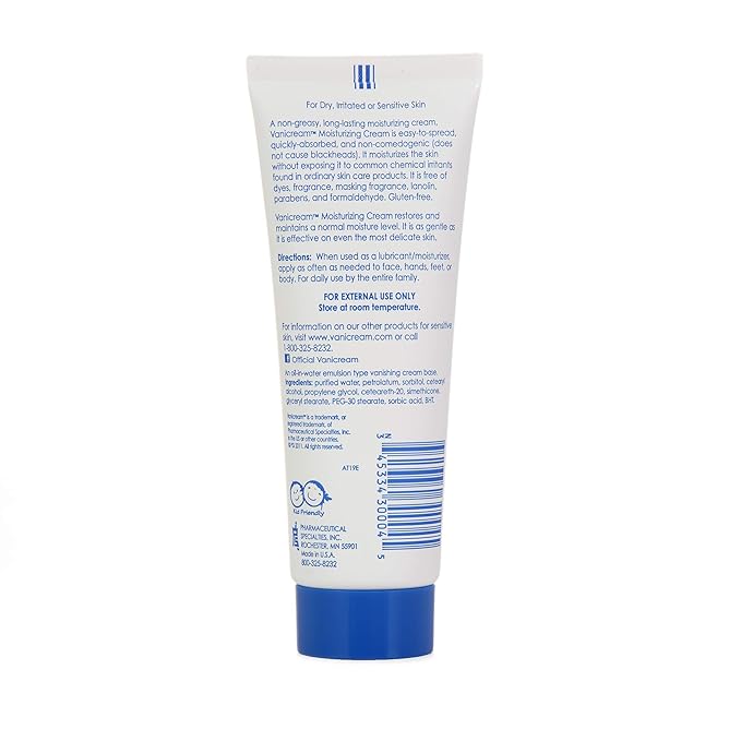 Vanicream Moisturizing Skin Cream | For Sensitive Skin | Soothes Red, Irritated, Cracked, or Itchy Skin | Dermatologist Tested | Fragrance and Paraben Free | 4 Ounce