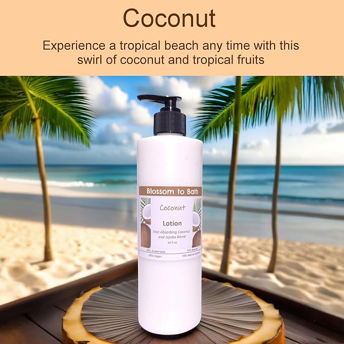 Blossom to Bath Coconut Lotion (16 ounce) - Phthalate Free Fragrance - Absorbs Quickly with a Bold Tropical Scent