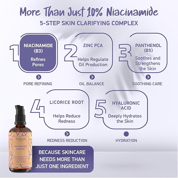 Organic Niacinamid Serum High Dose • The Best + 7 Power Active Ingredients = Hyaluron, Vitamin C, Niacinamide • Highly Effective Retinal (Niacinamid Serum, 1.70 Fl Oz)