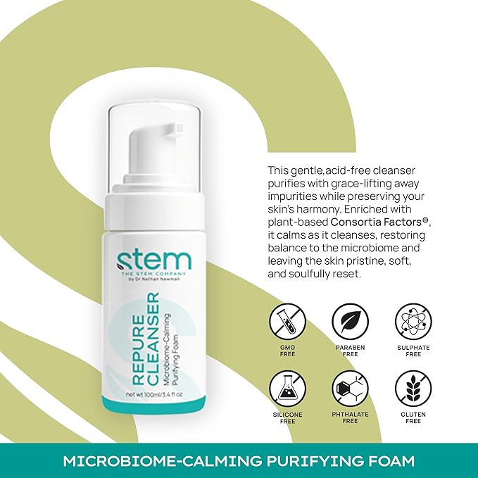 STEM Natural Intelligence RePure Water Based Foaming Cleanser, Luxury Exfoliating Face Cleansing Foam for Women, Body and Facial Cleanser for Women, Face Exfoliator