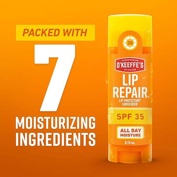 O'Keeffe's Lip Repair SPF 35 Lip Balm - Stick (3 Pack) - Sun-Safe Moisturizer for Extremely Cracked, Dry Lips