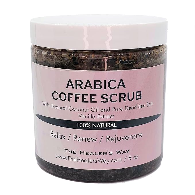 Arabica Coffee Salt Scrub, Moisturizing and Exfoliating, Natural Ingredients of Coconut Oil, Dead Sea Salt Intoxicating Scent (8oz, Arabica Coffee Salt Scrub)