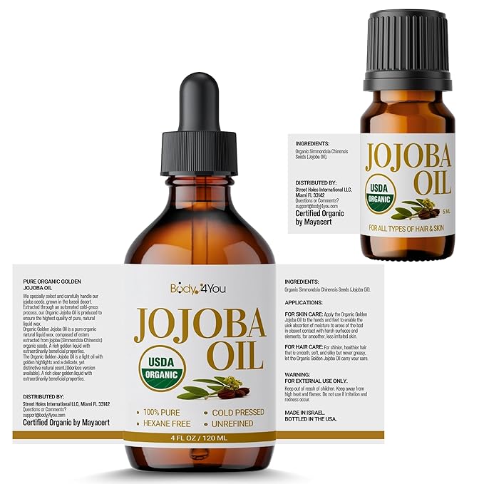 BodyJ4You Organic Jojoba Oil Piercing Aftercare - USDA 100% Pure Cold Pressed Ear Stretching Oil - Gauge Care Nose Septum Cartilage Tragus Navel - Natural Skin Recovery Moisturizer Vegan - Value Pack